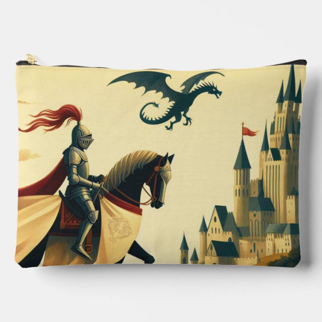 Bolsito Accesorio Grande Caballero medieval/dragón/fantasía de castillo (Anverso)