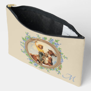 Bolsito Accesorio Grande Caballo Vintage De Vaquera Occidental Con Flores D