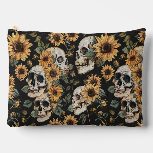 Bolsito Accesorio Grande Calaveras de Gótico de verano y girasoles tembloro (Anverso)