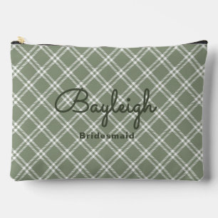 Bolsito Accesorio Grande Camping Green Checkered Bridesmaid