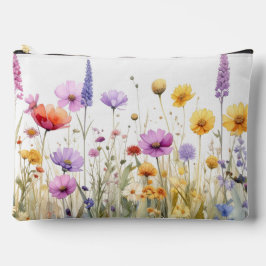Bolsito Accesorio Grande Campo de flores silvestres en acuarela