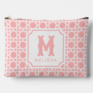 Bolsito Accesorio Grande Caña rosa y blanca   Ratán   Monograma