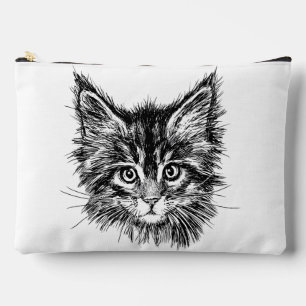 Bolsito Accesorio Grande Cara de gatito negro y blanco
