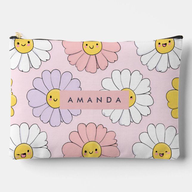Bolsito Accesorio Grande Caras de flores personalizadas de Kawaii Pastel Da (Anverso)