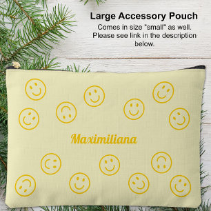 Bolsito Accesorio Grande Caras felices -bolsa accesoria amarilla- grande