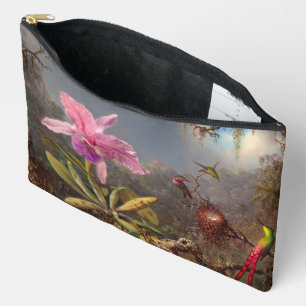 Bolsito Accesorio Grande Cattleya Orchid y tres Hummingbirds por Heade