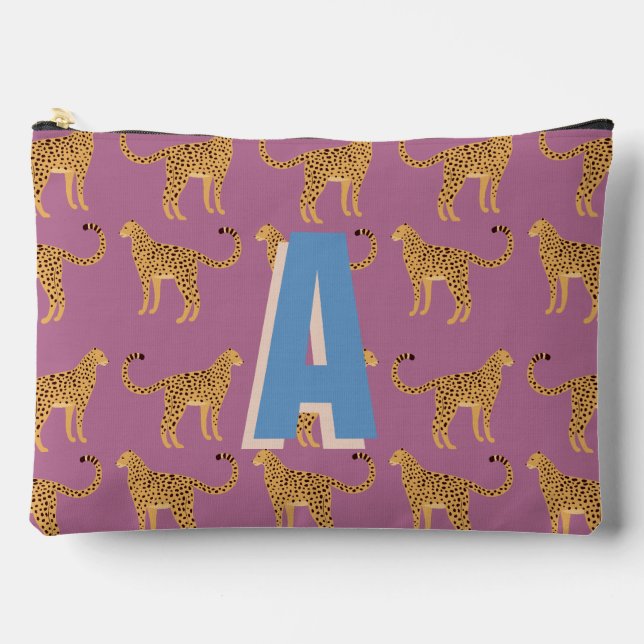 Bolsito Accesorio Grande Chetah, rosa leopardo monogramado (Anverso)