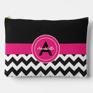 Bolsito Accesorio Grande Chevron rosado negro