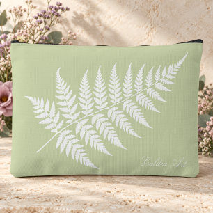 Bolsito Accesorio Grande Chic Minimalista Verde Pistacho Helecho Blanco Gra