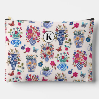 Bolsito Accesorio Grande Chinoiserie Floral Monogram Cosmetic Makeup Bag