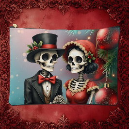 Bolsito Accesorio Grande Christmas Bone Romance, A festive skeleton couple.