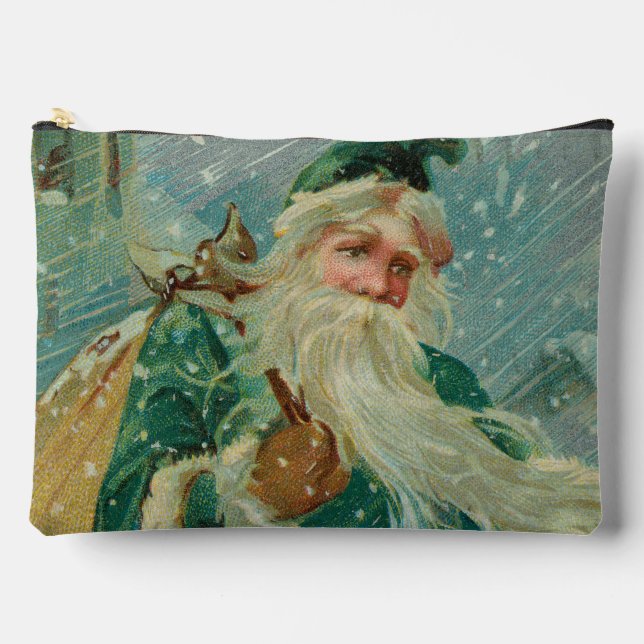 Bolsito Accesorio Grande Christmas Greetings-Retro Santa Claus Postcard (Anverso)