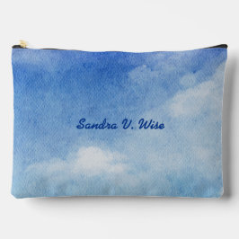 Bolsito Accesorio Grande Cielo Tranquilo Soñado Acuarela Azul y Blanco Pers