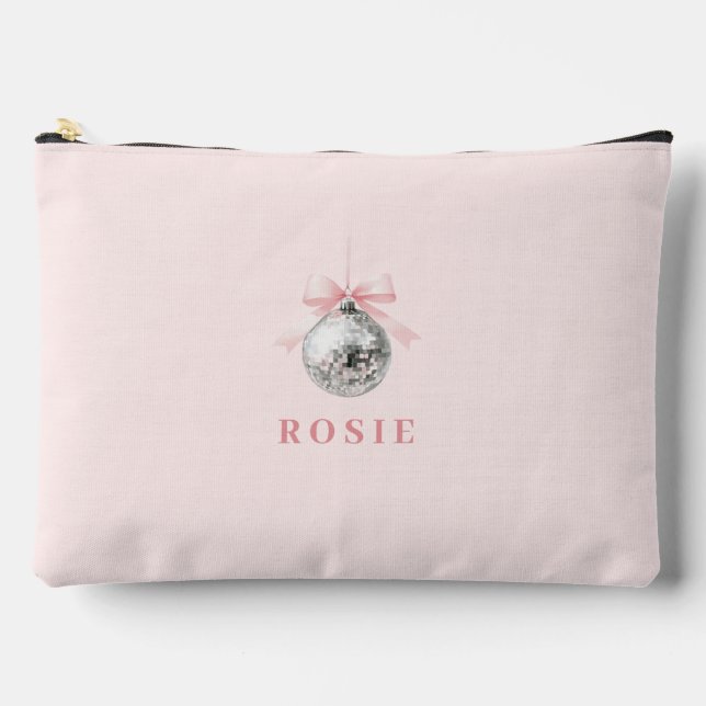 Bolsito Accesorio Grande Cinta rosa Coquette Disco Ball personalizada (Anverso)