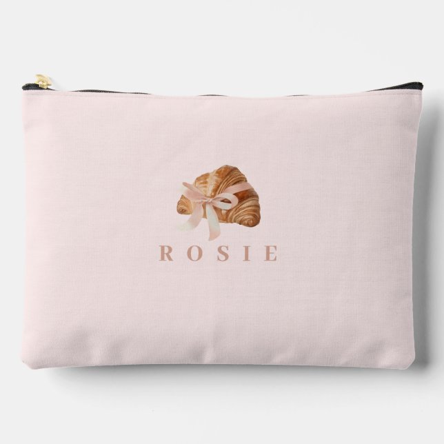 Bolsito Accesorio Grande Cinta rosa Croissant de Coquette Personalizada (Anverso)