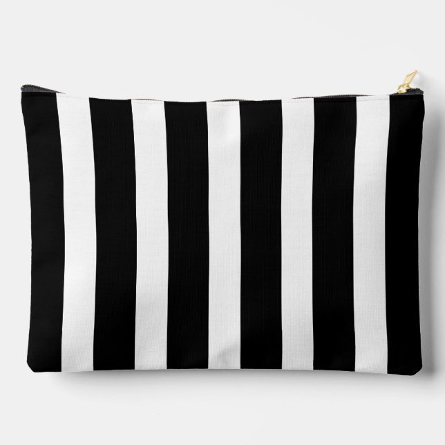 Bolsito Accesorio Grande Clásico negro y blanco rayado vertical (Reverso )