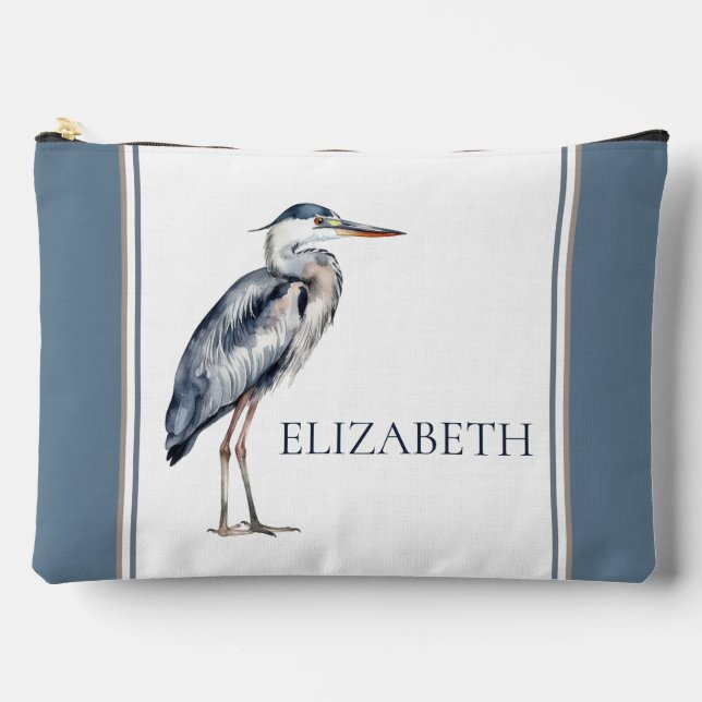 Bolsito Accesorio Grande Coastal Blue Heron Bird Personalized (Anverso)