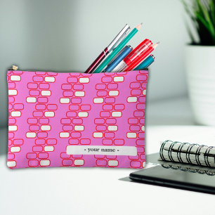 Bolsito Accesorio Grande College Pencil Case Pouch Pink Retro Personalizar