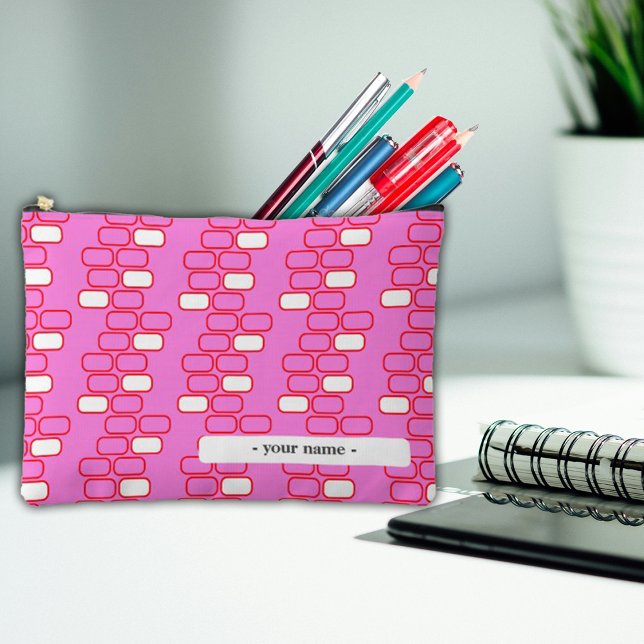 Bolsito Accesorio Grande College Pencil Case Pouch Pink Retro Personalizar (Subido por el creador)