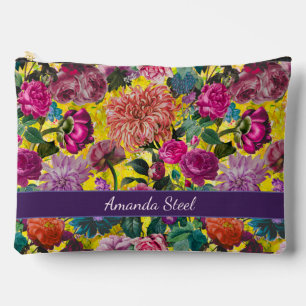 Bolsito Accesorio Grande Color amarillo vintage Floral monogramado