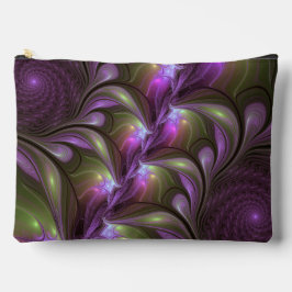 Bolsito Accesorio Grande Colorful Abstract Violet Purple Khaki Fractal Art
