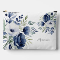 Comprimido azul y floral blanco