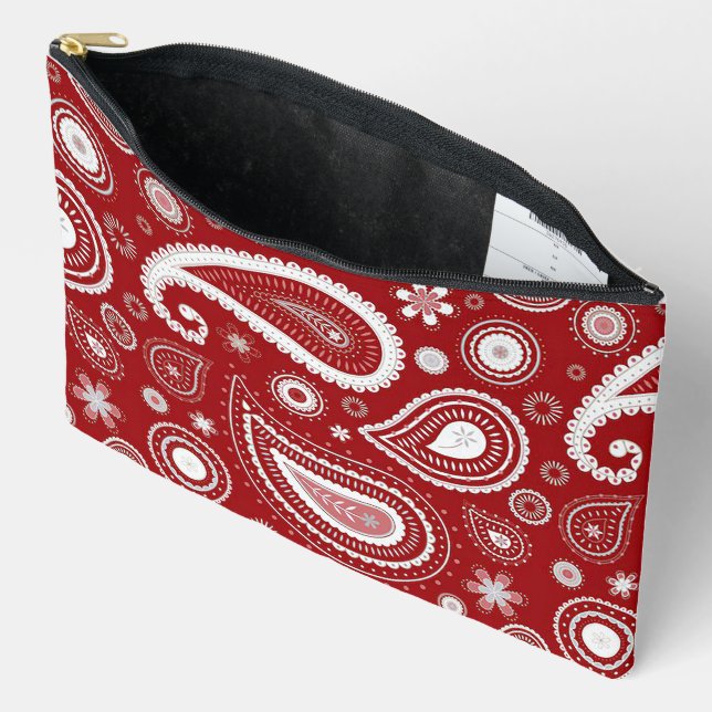 Bolsito Accesorio Grande Contrasting White Paisley Print Cosmetic Bag (Abierto)