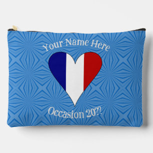 Bolsito Accesorio Grande Corazón de bandera francesa con fondo azul persona