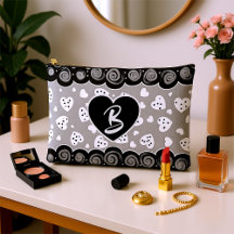 Corazón negro y plateado de moda con puntos y remo