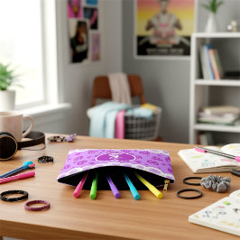 Bolsito Accesorio Grande Corazones Púrpura De Moda Con Puntos Y Bañeras