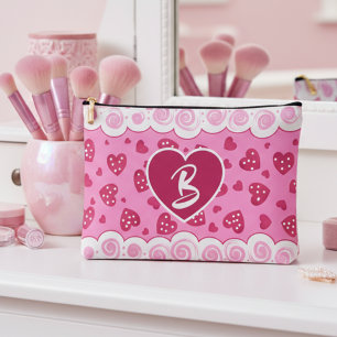 Bolsito Accesorio Grande Corazones Rosas De Moda Con Puntos Y Remolinos