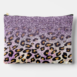 Bolsito Accesorio Grande Corta chica trendy púrpura purpurina leopardo