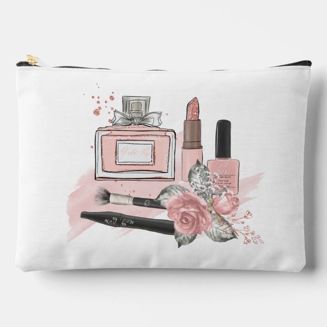 Bolsito Accesorio Grande Cosméticos Chicas adolescentes en rosa y blanco (Anverso)