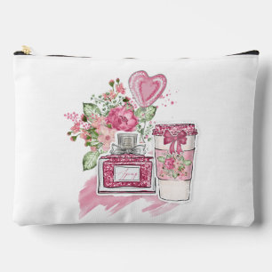 Bolsito Accesorio Grande Cosméticos Chicas adolescentes en rosa y blanco