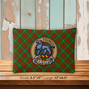 Bolsito Accesorio Grande Crest de Clan Bruce sobre tartán de caza
