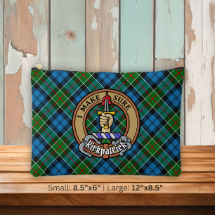 Bolsito Accesorio Grande Crest de Clan Kirkpatrick sobre tartán