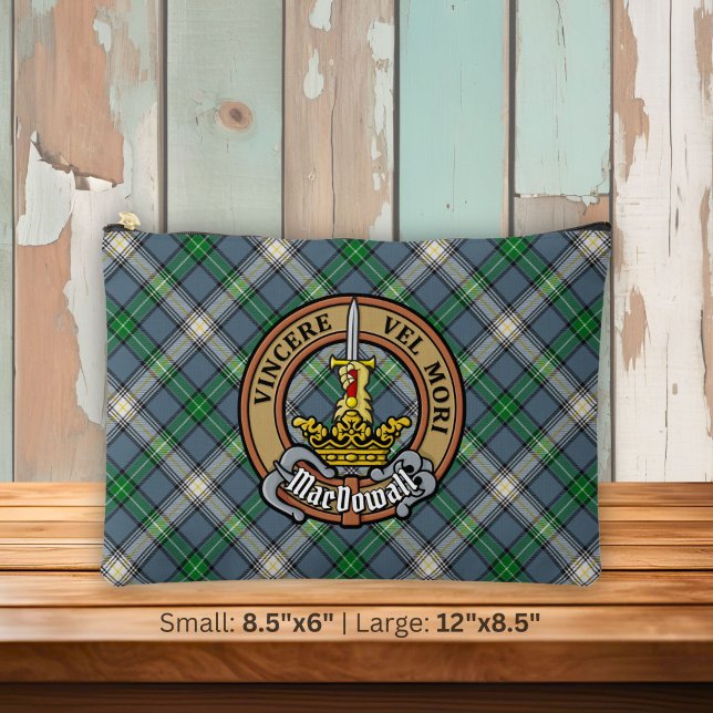 Bolsito Accesorio Grande Crest de Clan MacDowall sobre tartán (Subido por el creador)