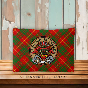 Bolsito Accesorio Grande Crest del Clan Cameron sobre tartán