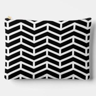 Bolsito Accesorio Grande Crisp Sharp Flechas opuestas Chevron Blanco negro