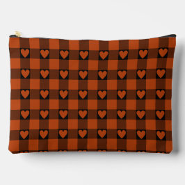 Bolsito Accesorio Grande Cuadro de corazón de búfalo negro rojo óxido