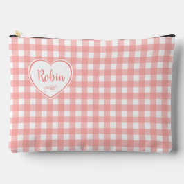 Bolsito Accesorio Grande Cuadro de Gingham Rosa Claro