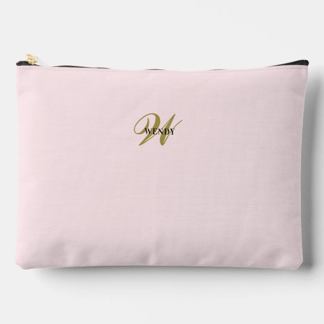 Bolsito Accesorio Grande Custom Blush Pink Gold Initial l Simple Minimalist (Anverso)