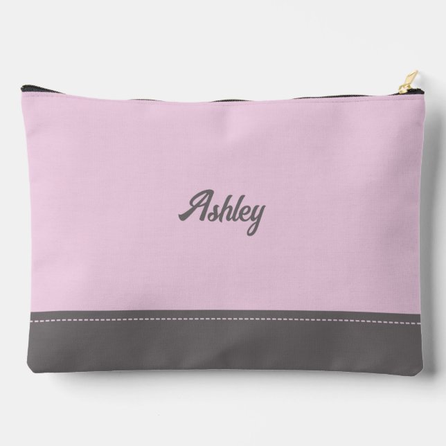 Bolsito Accesorio Grande Custom blush pink gray personalized preppy stylish (Reverso )