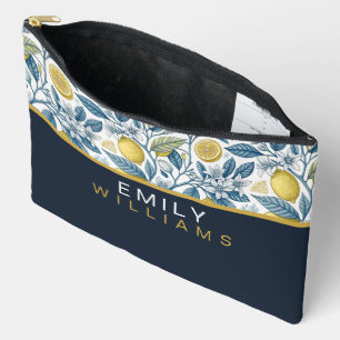 Bolsito Accesorio Grande Custom Elegant Mediterranean Lemon Botanical Navy