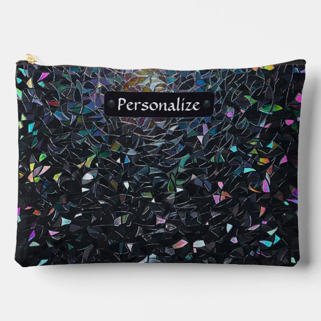 Bolsito Accesorio Grande Custom Iridescent Abstract Stained Glass Pattern (Anverso)