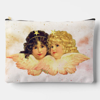 BOLSITO ACCESORIO GRANDE CUSTOM TOILETRY BAGS TWIN ANGELS WITH CLOUDS