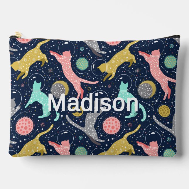 Bolsito Accesorio Grande Cute Celestial Mystical Space Gatos Personalizados (Anverso)