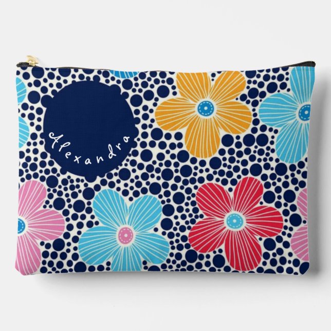 Bolsito Accesorio Grande Cute Flowers and Polka Dots – Playful Floral (Anverso)