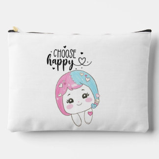 Bolsito Accesorio Grande Cute Kawaii “Choose Happy” – Adorable Posi