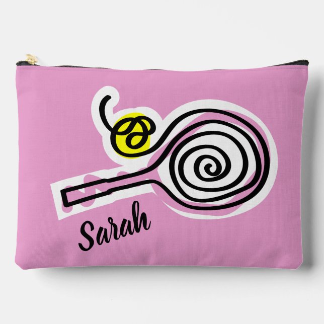 Bolsito Accesorio Grande Cute pink cosmetics bag with tennis racket design (Anverso)